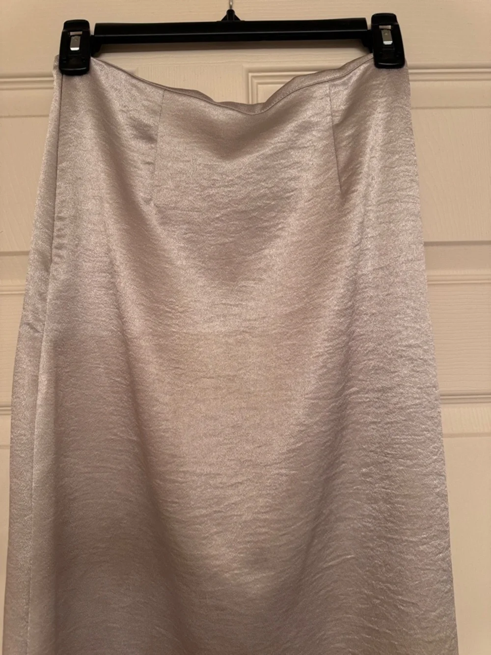 Zara Silver Satin A-Line Midi Skirt - Picture 6 of 11